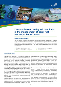 Lessons learned and good practices in the management of coral reef marine protected areas