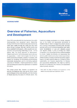 Overview of fisheries, aquaculture and development