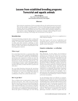 Lessons from established breeding programs: terrestrial and aquatic animals