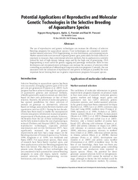 Potential applications of reproductive and molecular genetic technologies in the selective breeding of aquaculture species