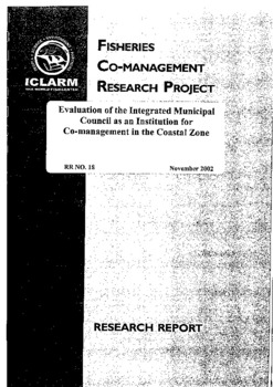 Evaluation of the integrated municipal council as an institution for co-management in the coastal zone