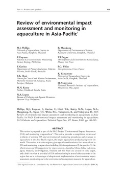 Review of environmental impact assessment and monitoring in aquaculture in Asia-Pacific