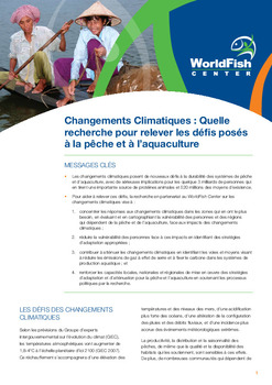 Changements climatiques : quelle recherche pour relever les défis posés à la pêche et à l’aquaculture