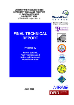 Understanding livelihoods dependent on inland fisheries in Bangladesh and Southeast Asia: final technical report