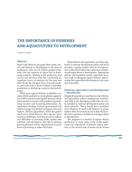 The importance of fisheries and aquaculture to development