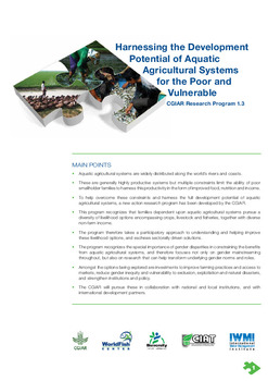 Harnessing the development potential of aquatic agricultural systems for the poor and vulnerable: CGIAR Research Program 1.3