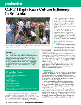 GIFT tilapia raise culture efficiency in Sri Lanka
