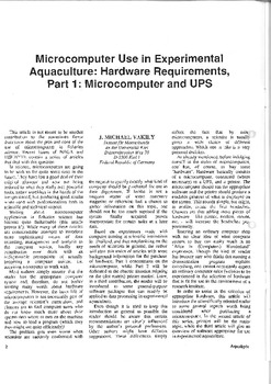 Microcomputer use in experimental aquaculture: hardware requirements, part 1: microcomputer and UPS