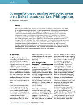 Community-based marine protected areas in the Bohol (Mindanao) Sea, Philippines