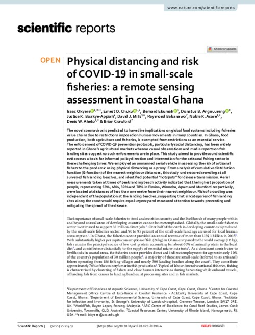 Physical distancing and risk of COVID-19 in small-scale fisheries: A remote sensing assessment in coastal Ghana