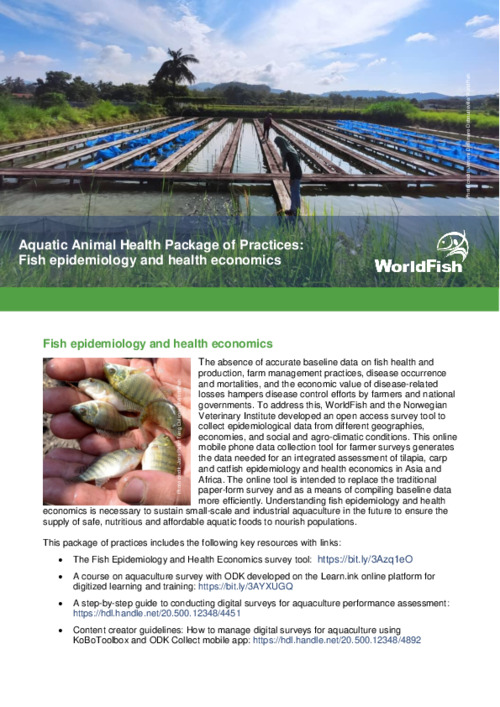 Aquatic Animal Health Package of Practices: Fish epidemiology and health economics