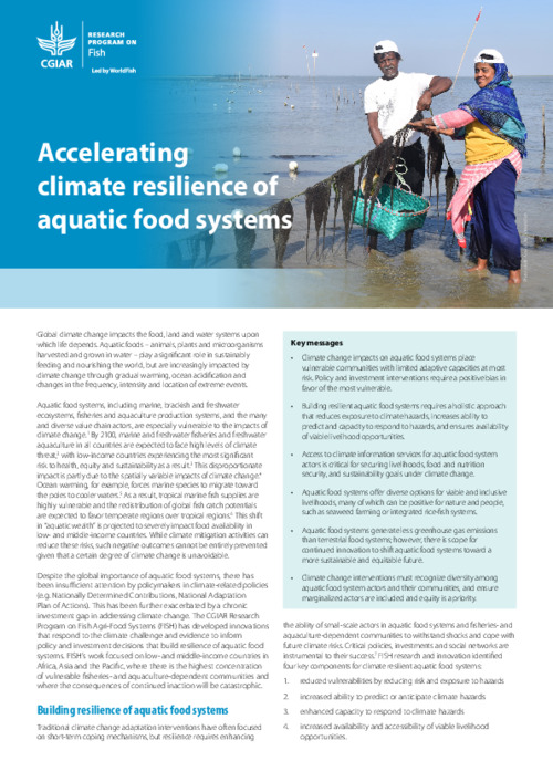 Accelerating climate resilience of aquatic food systems