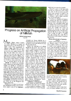 Progress on artificial propagation of milkfish