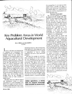 Key problem areas on world aquacultural development