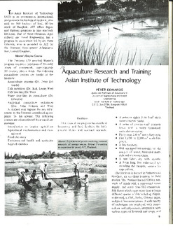 Aquaculture research and training: Asian Institute of Technology