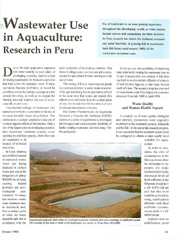 Wastewater use in aquaculture: research in Peru