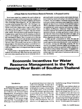 Economic incentives for water resource management in the Pak Phanang river basin of southern Thailand