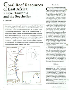 Coral reef resources of East Africa, Kenya, Tanzania and the Seychelles