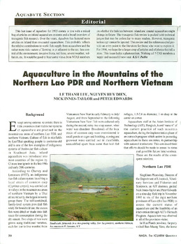 Aquaculture in the mountains of the northern Lao PDR and northern Vietnam
