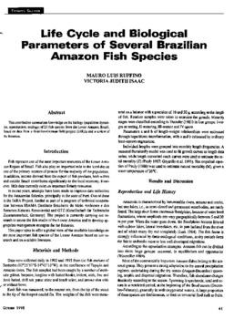 Life cycle and biological parameters of several Brazilian Amazon fish species