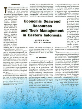 Economic seaweed resources and their management in eastern Indonesia
