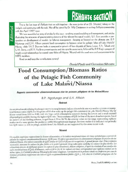 Food consumption/biomass ratios of the pelagic fish community of Lake Malawi/Niassa