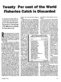 Twenty per cent of the world fisheries catch is discarded
