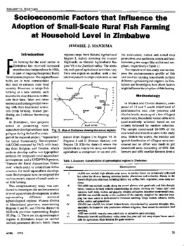 Socioeconomic factors that influence the adoption of small-scale rural fish farming at household level in Zimbabwe