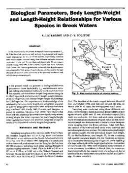 Biological parameters, body length-weight and length-height relationships for various species in Greek waters
