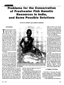 Problems for the conservation of freshwater fish genetic resources in India and some possible solutions