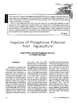 Aspects of phosphorus pollution from aquaculture