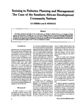 Training in fisheries planning and management: the case of the Southern African Development Community nations