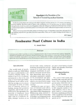 Freshwater pearl culture in India