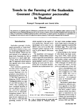 Trends in the farming of the snakeskin gourami (Trichogaster pectoralis) in Thailand