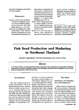 Fish seed production and marketing in northeast Thailand
