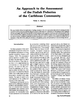 An approach to the assessment of the finfish fisheries of the Caribbean Community