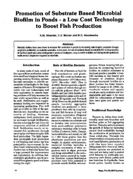 Promotion of substrate based microbial biofilm in ponds: a low cost technology to boost fish production
