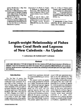 Length-weight relationship of fishes from coral reefs and lagoons of New Caledonia: an update