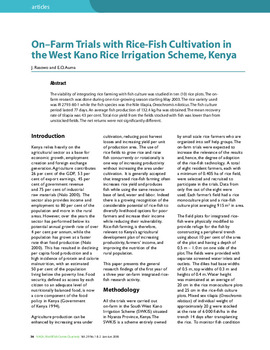 On-farm trials with rice fish cultivation in the west Kano rice irrigation scheme, Kenya