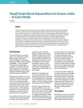Small scale rural aquaculture in Assam, India: a case study
