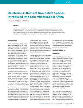 Deleterious effects of non-native species introduced into Lake Victoria, East  Africa