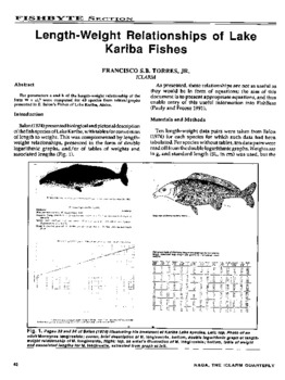 Length-weight relationships of Lake Kariba fishes
