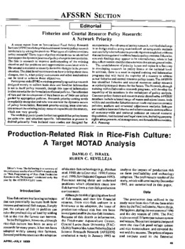 Production-related risk in rice-fish culture: a target MOTAD analysis
