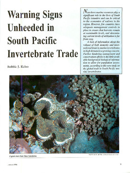 Warning signs unheeded in South Pacific invertebrate trade