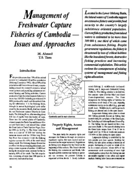 Management of freshwater capture fisheries in Cambodia: issues and approaches