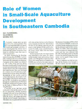 Role of women in small-scale aquaculture development in southeastern Cambodia