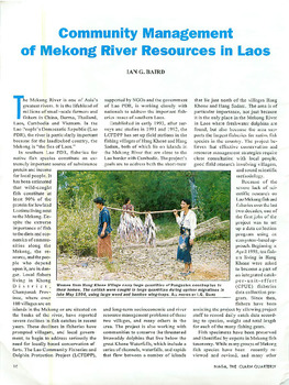 Community management of Mekong River resources in Laos
