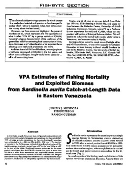 VPA estimates of fishing mortality and exploited biomass from Sardinella aurita catch-at-length data in eastern Venezuela