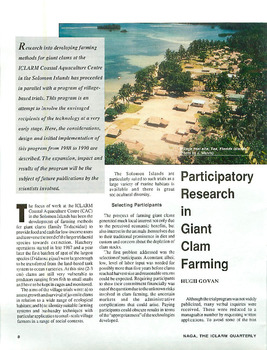 Participatory research in giant clam farming