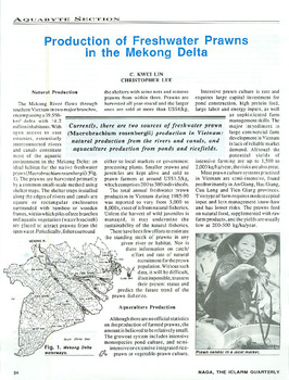 Production of freshwater prawns in the Mekong Delta